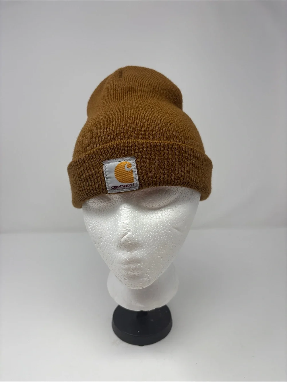 Carhartt Brown Cuffed Knit Beanie with Logo Patch toddler one size fits most